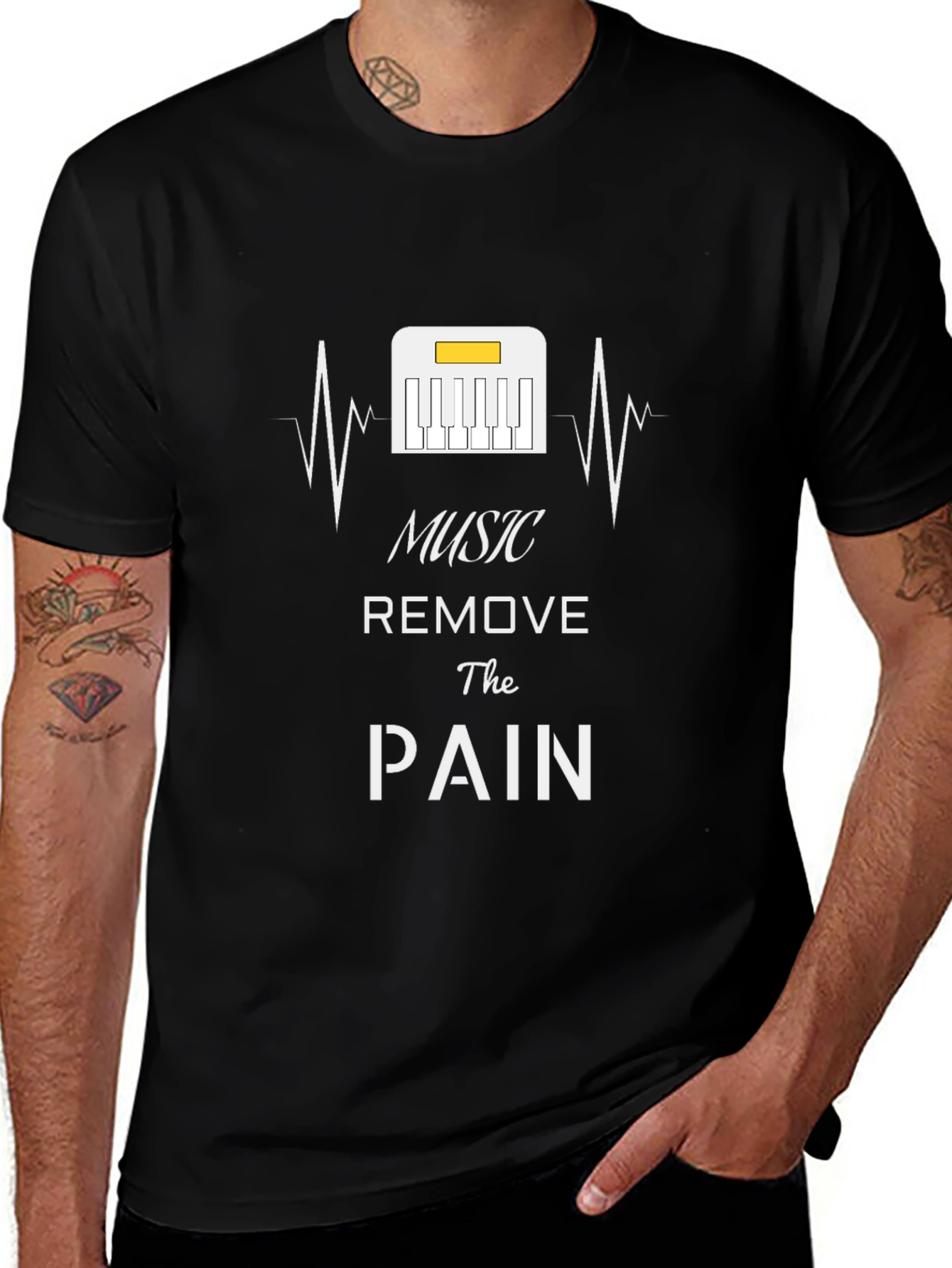 Music Removes the Pain Black T-Shirt