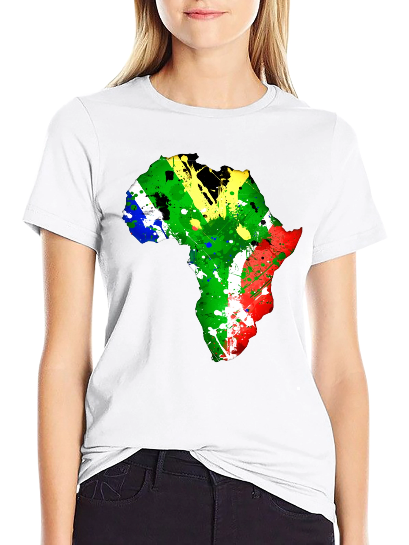 Africa Map Splatter Print T-Shirt