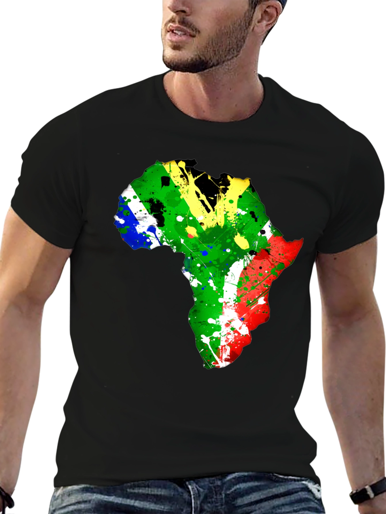 Africa Map Splatter Print T-Shirt