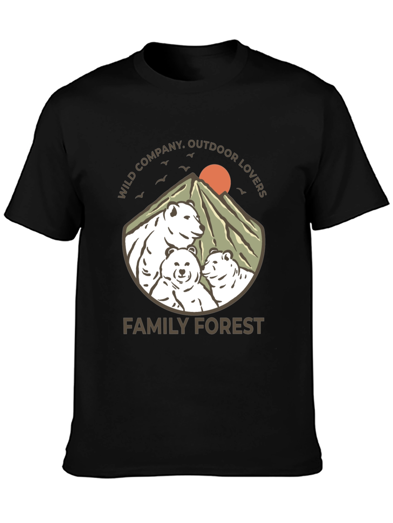 Family Forest Bear Graphic T-Shirt