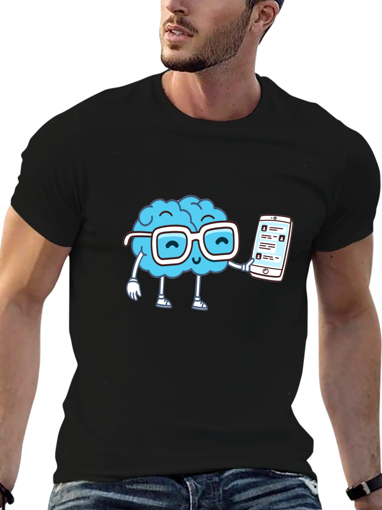 Brainy Smart Phone Graphic T-Shirt