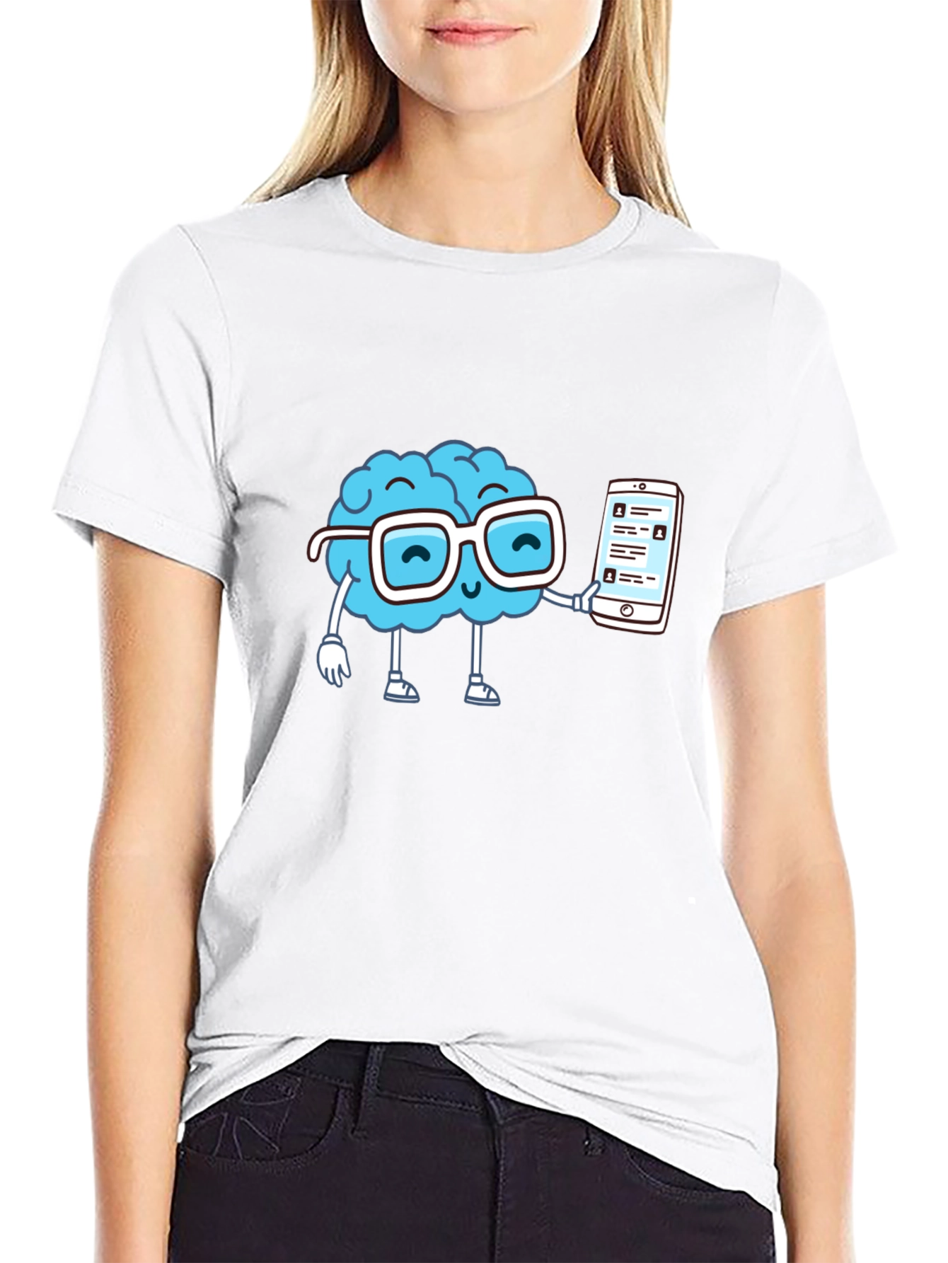 Brainy Smart Phone Graphic T-Shirt