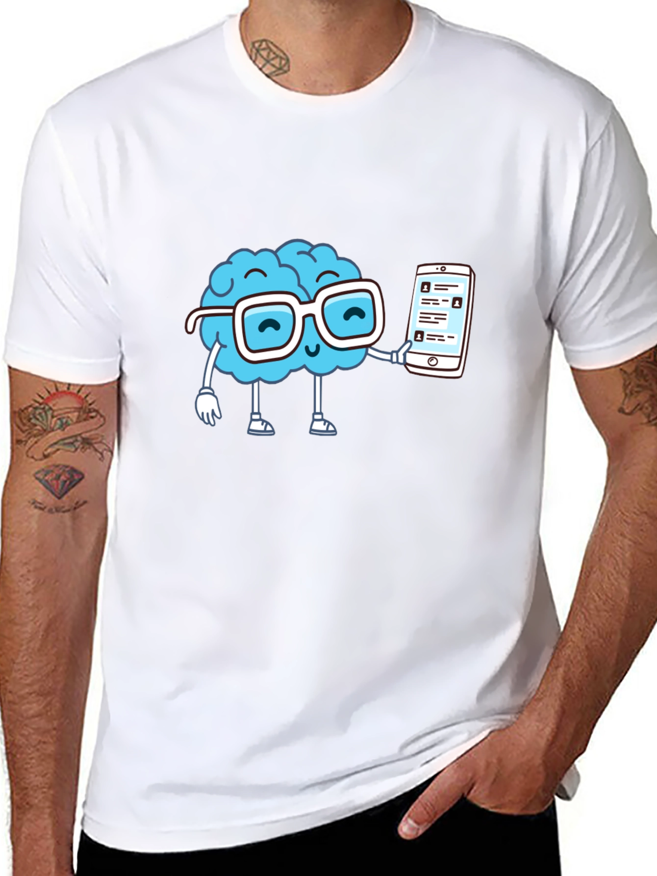 Brainy Smart Phone Graphic T-Shirt