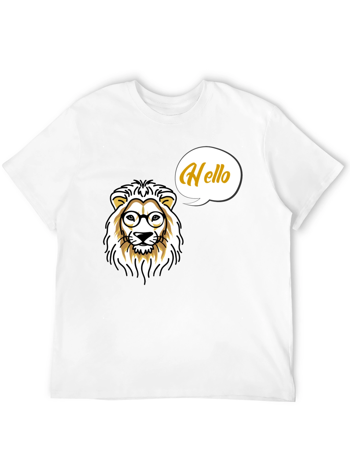 Lion with Glasses Mens Black T-Shirt
