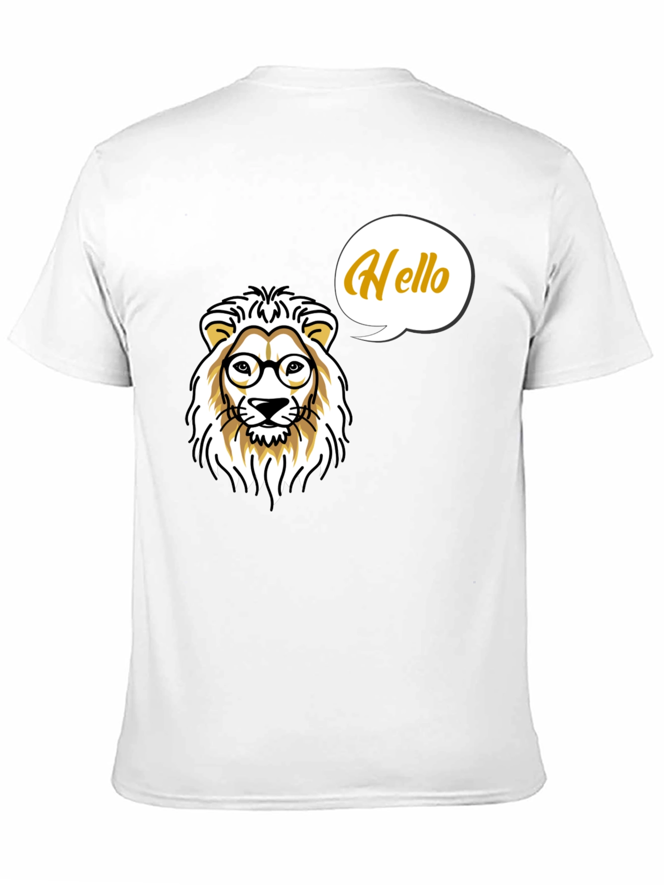 Lion with Glasses Mens Black T-Shirt