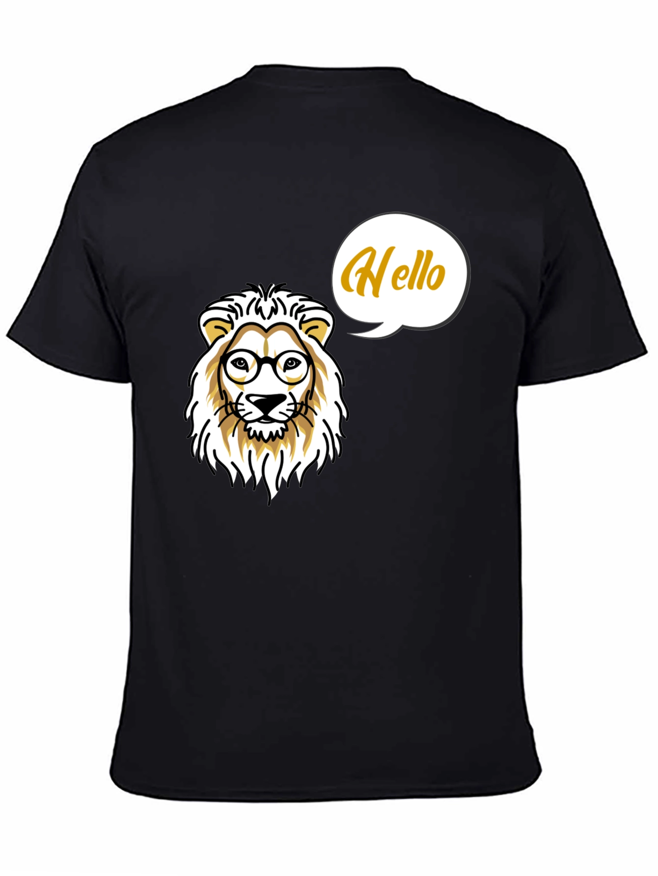 Lion with Glasses Mens Black T-Shirt