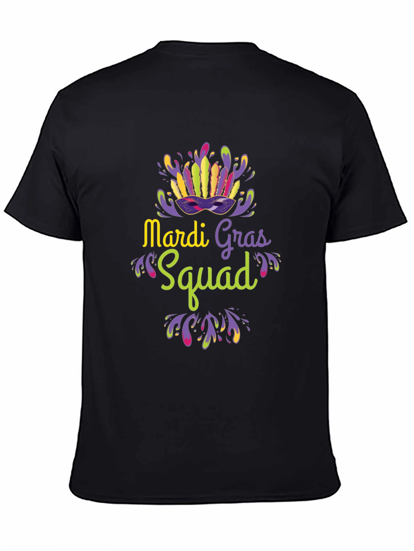 Mardi Gras Squad T-Shirt - Black Crew Neck Tee