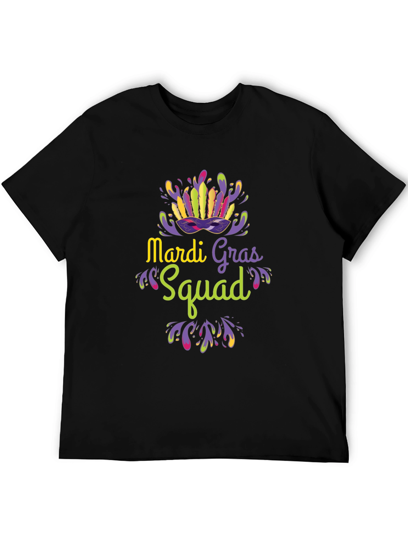 Mardi Gras Squad T-Shirt - Black Crew Neck Tee