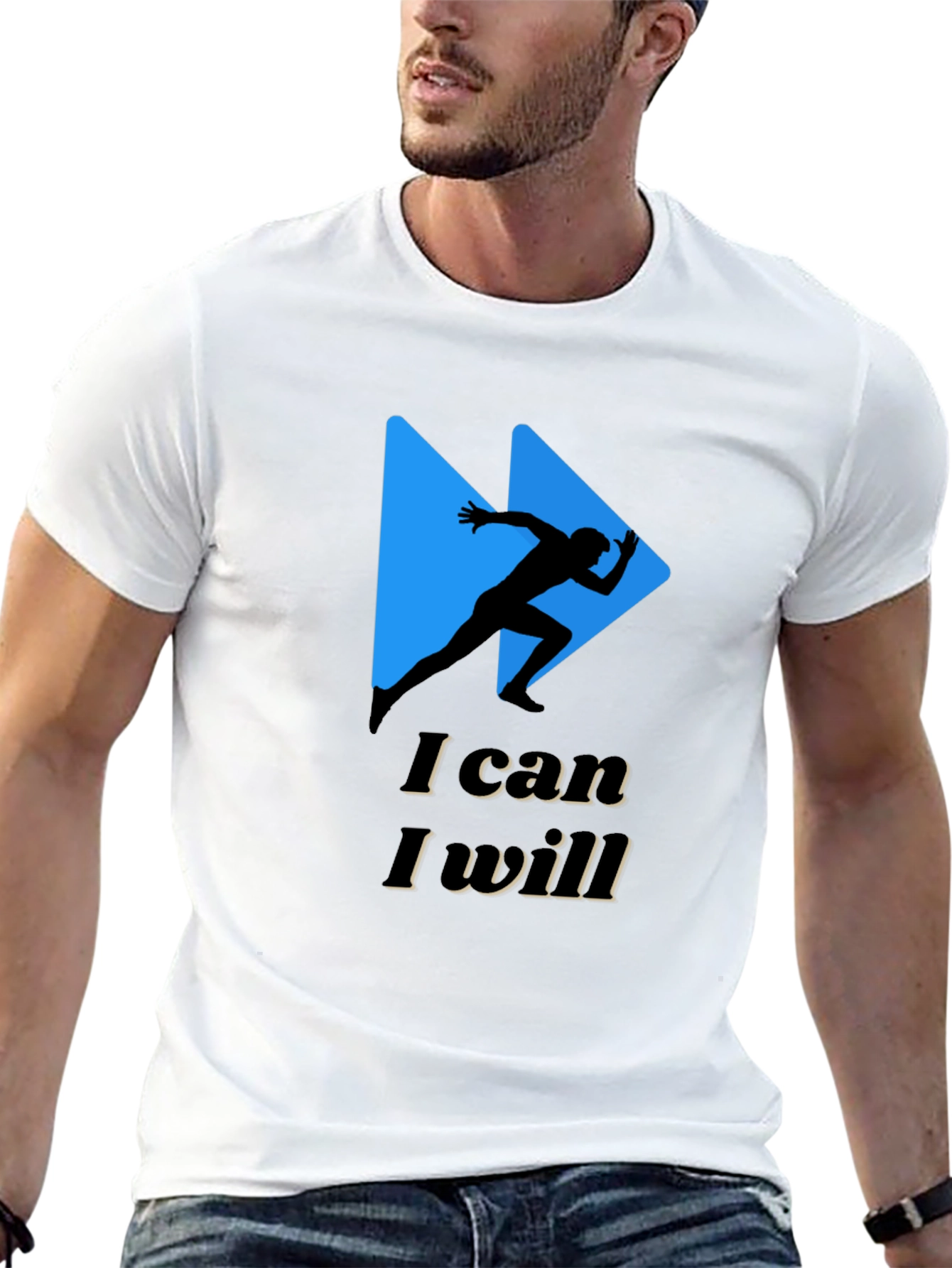 Motivational Runner Graphic Tee - I Can I Will