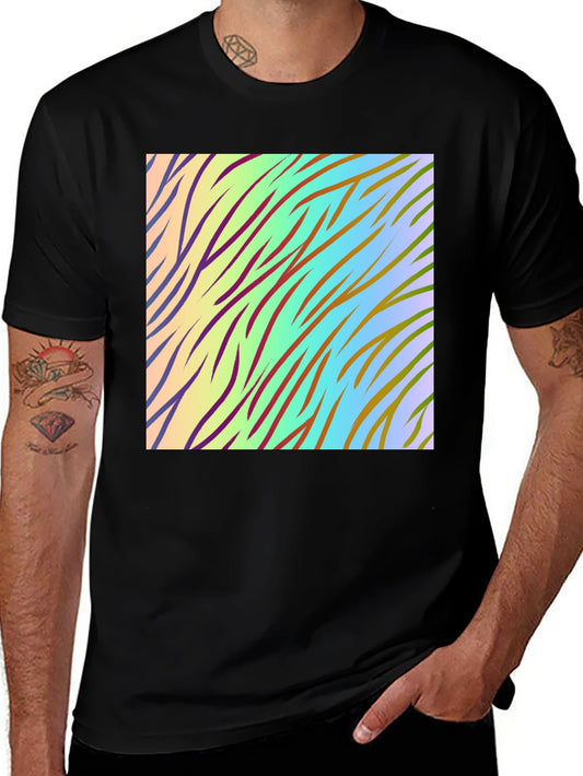 Abstract Stripe Tee - Vibrant Graphic Print Casual Comfort