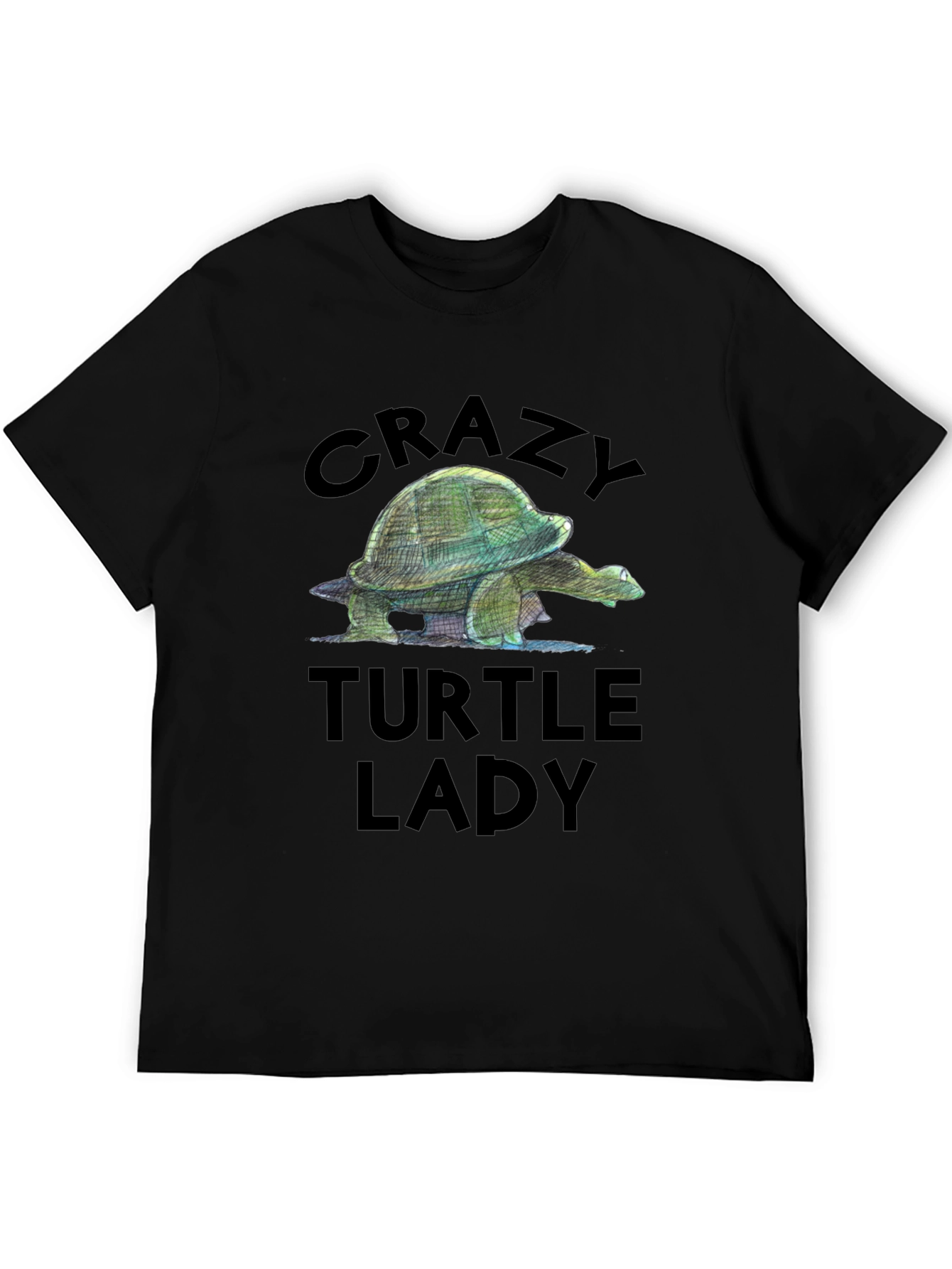 Crazy Turtle Lady Graphic Tee - Black