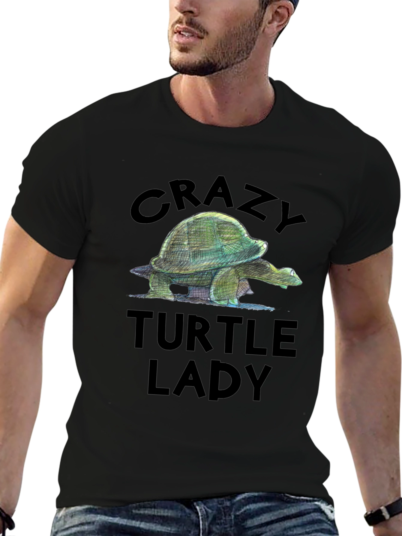 Crazy Turtle Lady Graphic Tee - Black