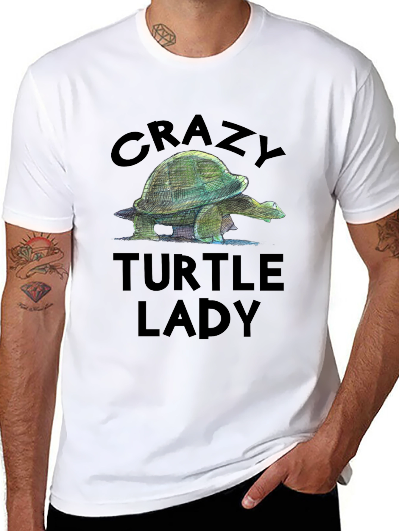 Crazy Turtle Lady Graphic Tee - Black