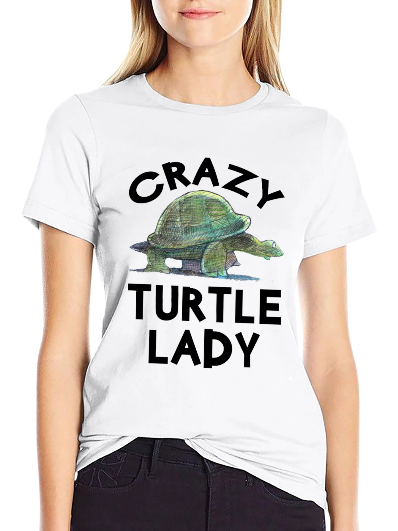 Crazy Turtle Lady Graphic Tee - Black