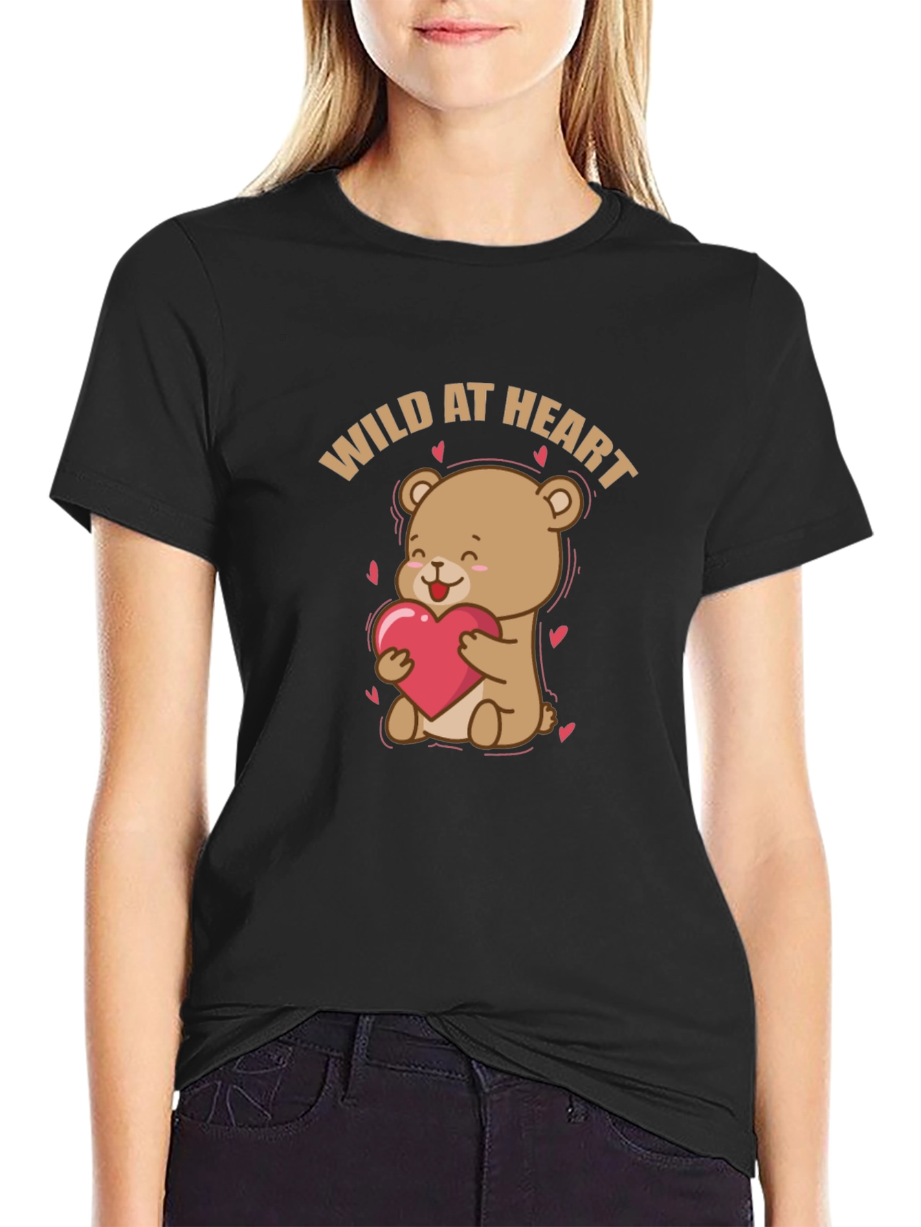 Wild at Heart Bear Graphic Tee - Black