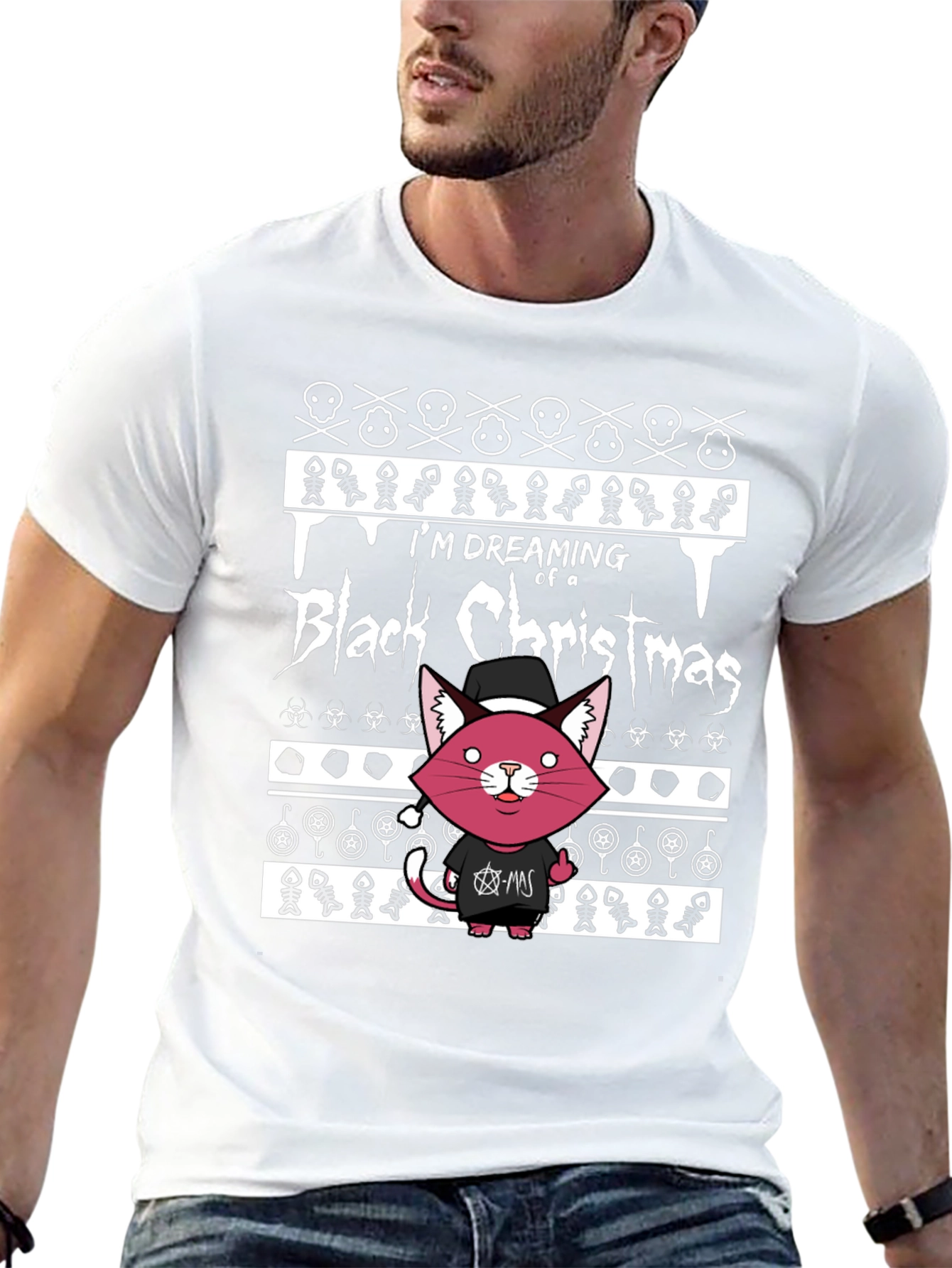 Black Christmas Cat T-Shirt