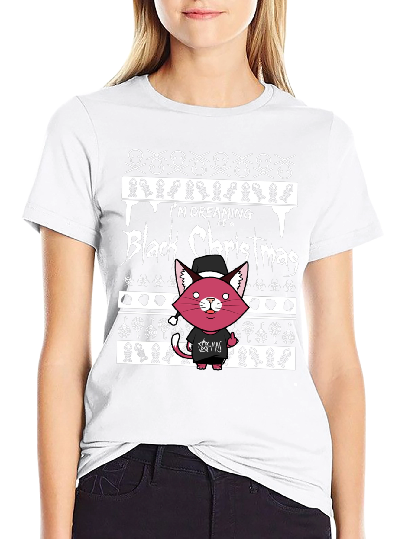 Black Christmas Cat T-Shirt