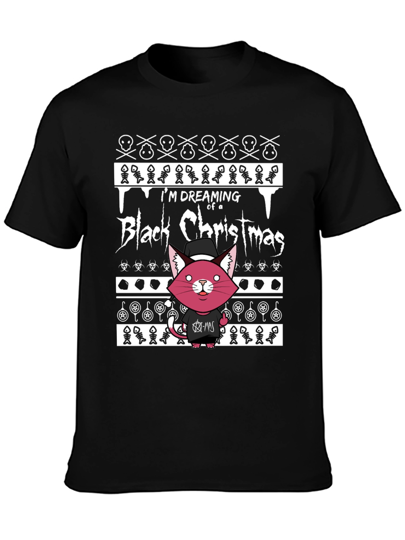 Black Christmas Cat T-Shirt