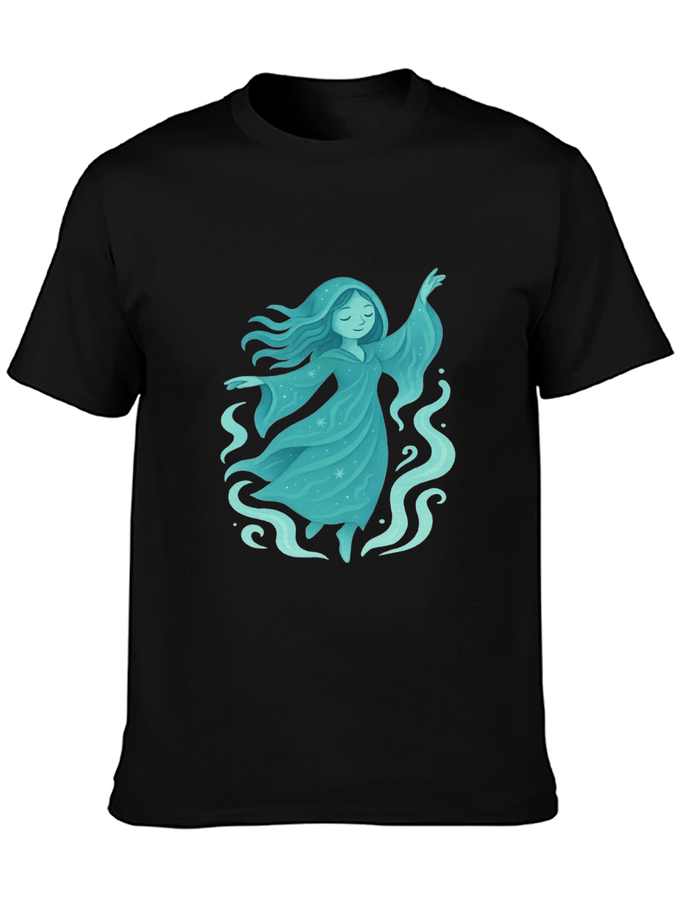 Mystical Spirit Graphic Tee - Black Cotton Blend