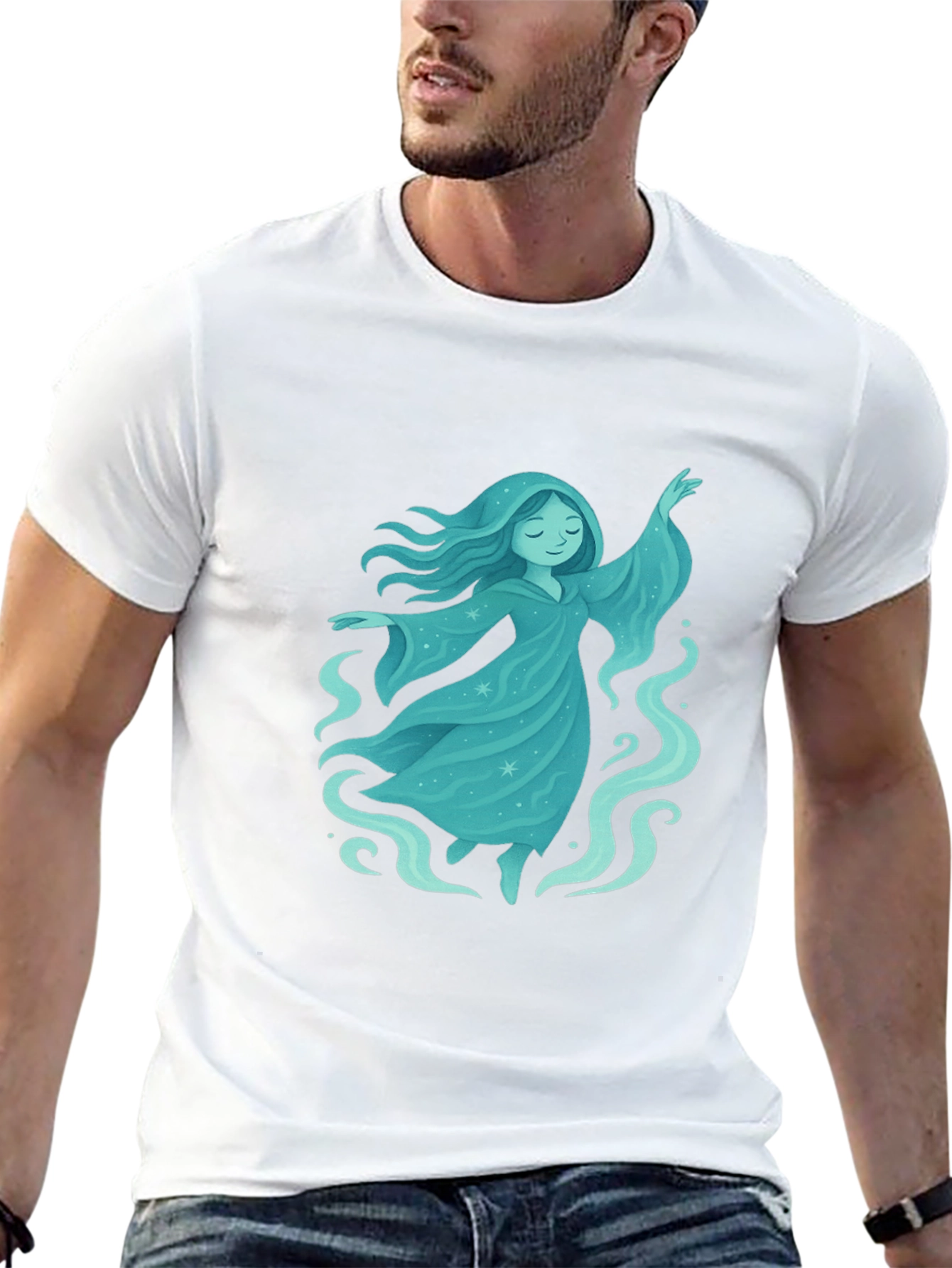 Mystical Spirit Graphic Tee - Black Cotton Blend