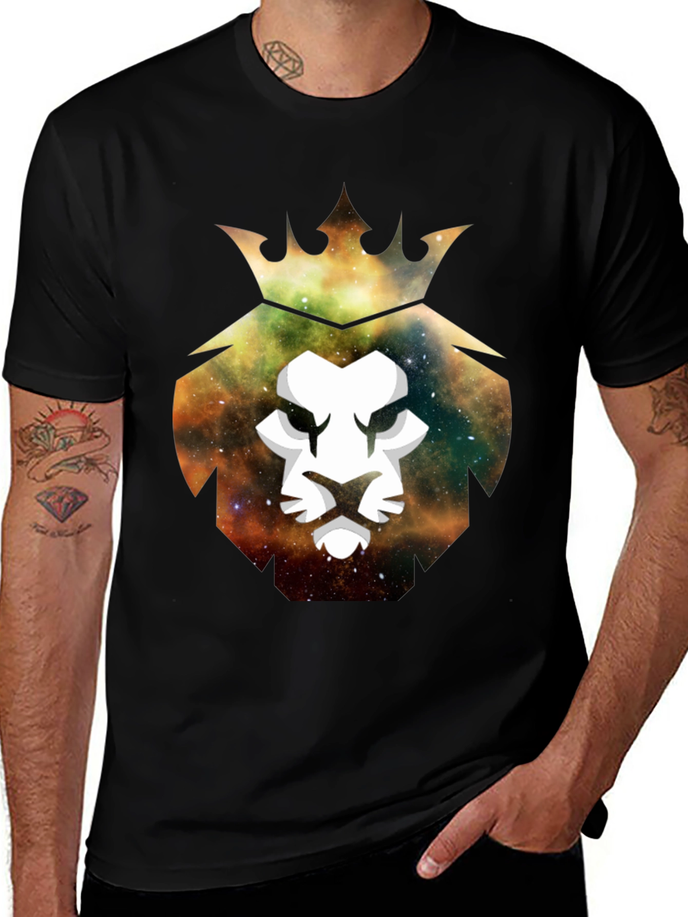 Galaxy Lion King Graphic Tee - Stylish Mens T-Shirt