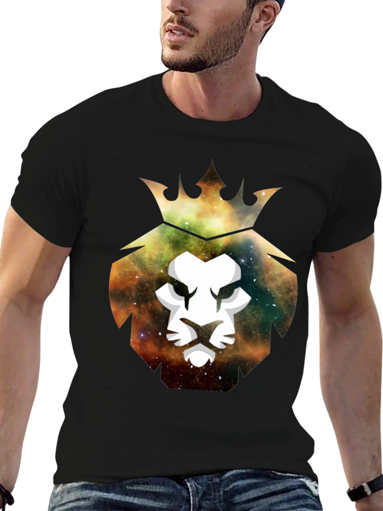 Galaxy Lion King Graphic Tee - Stylish Mens T-Shirt