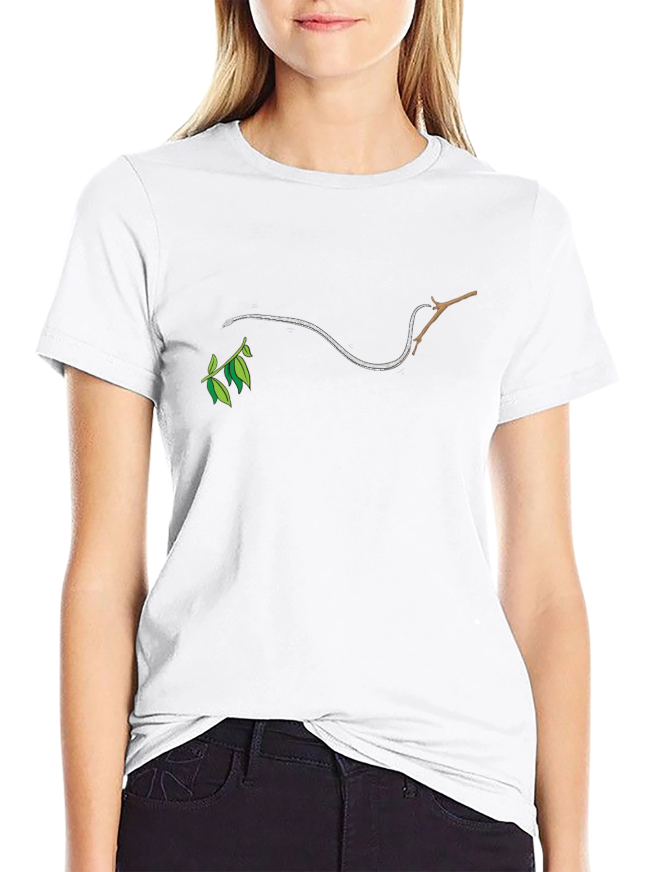 Minimalist Branch & Leaf Graphic T-Shirt
