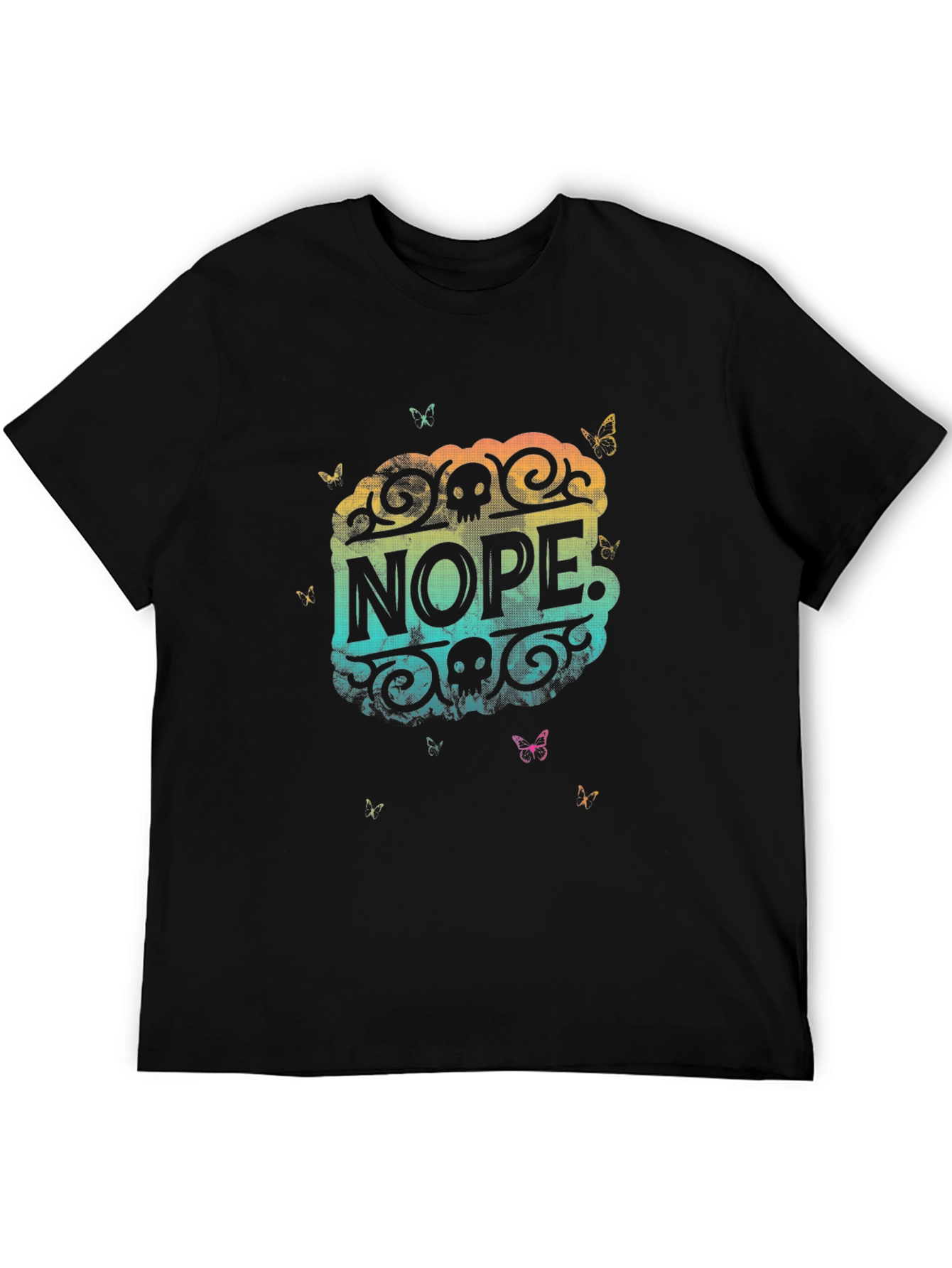 Nope. Skull Butterfly Graphic Black T-Shirt