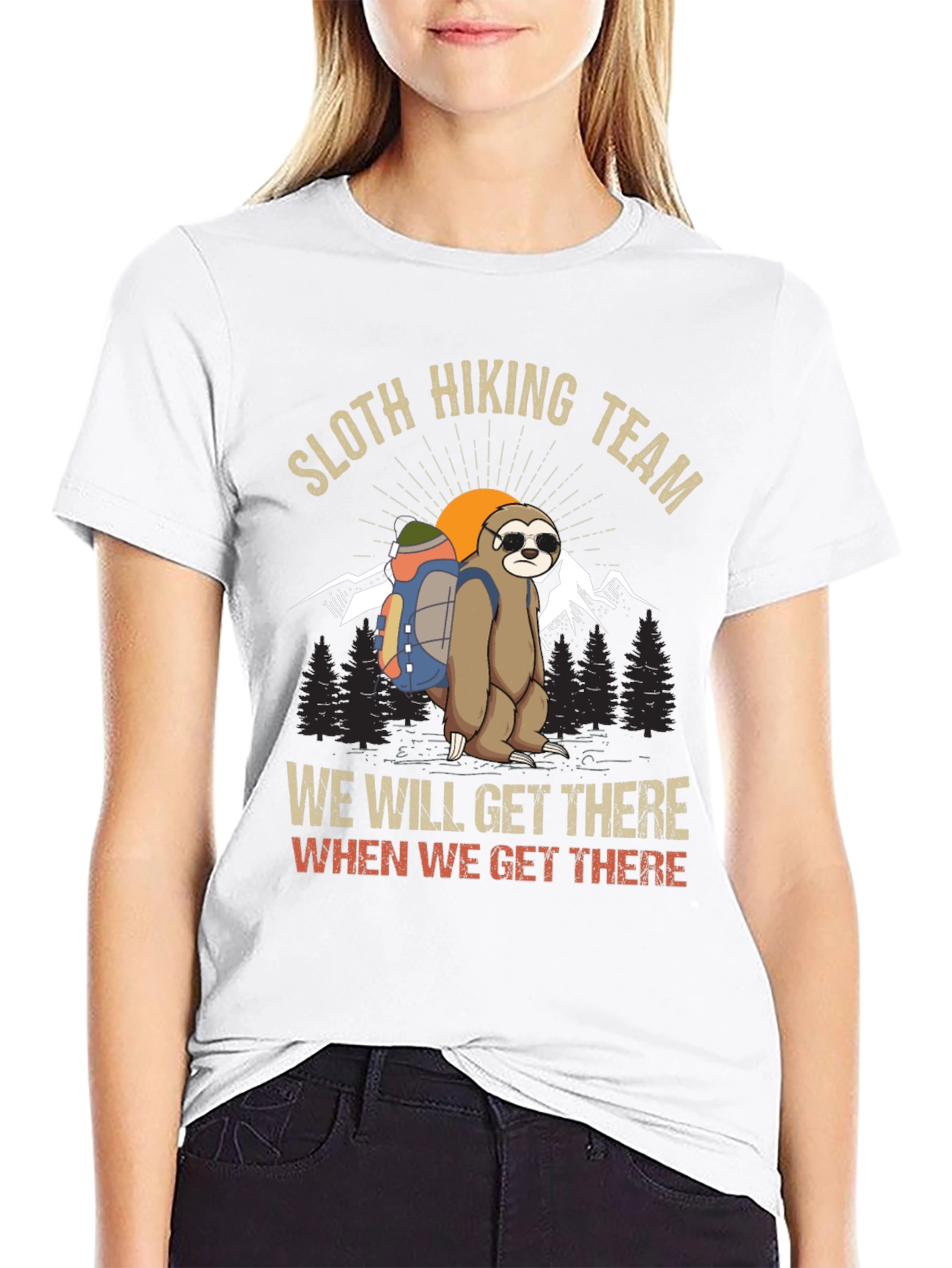 Sloth Hiking Team Graphic T-Shirt