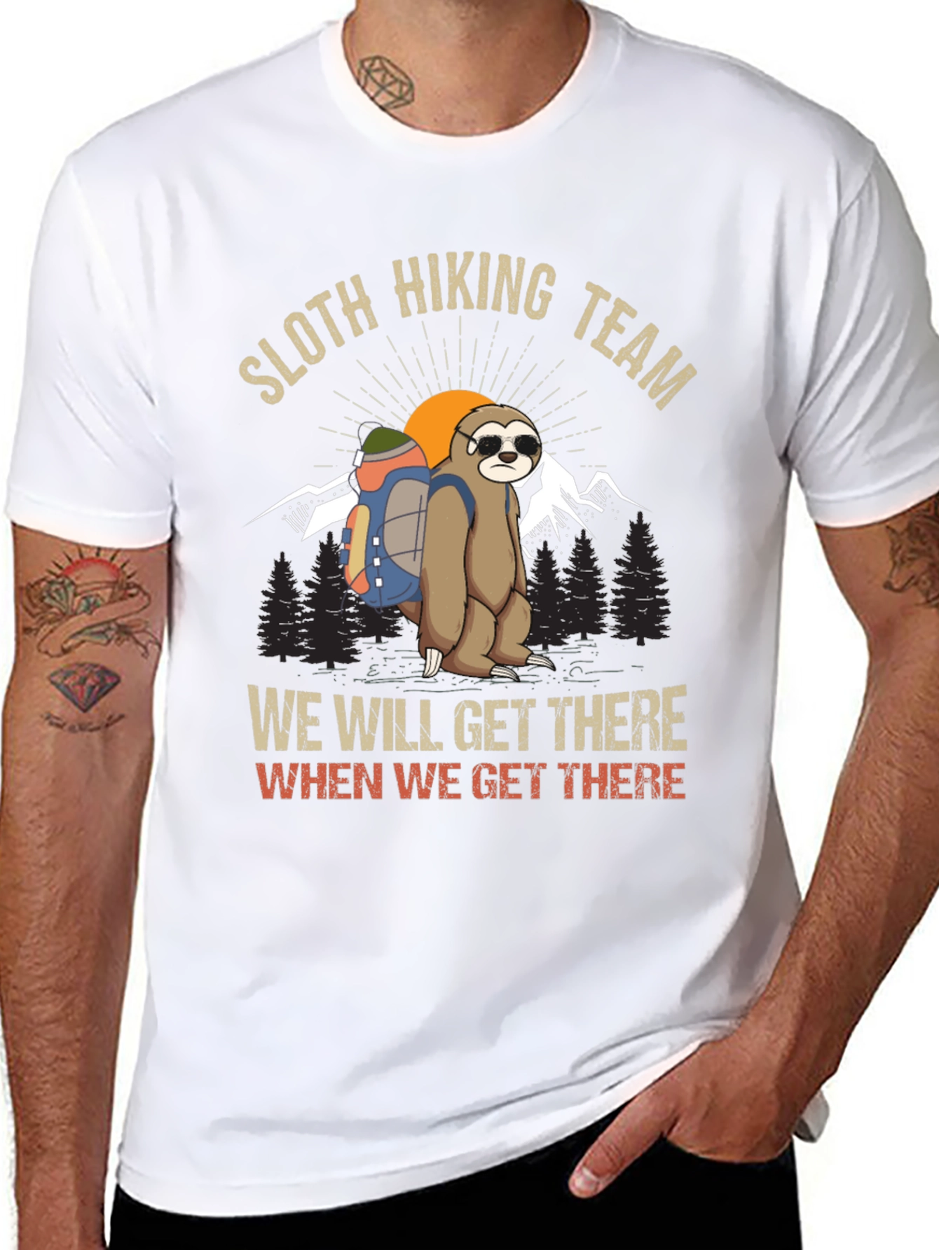 Sloth Hiking Team Graphic T-Shirt