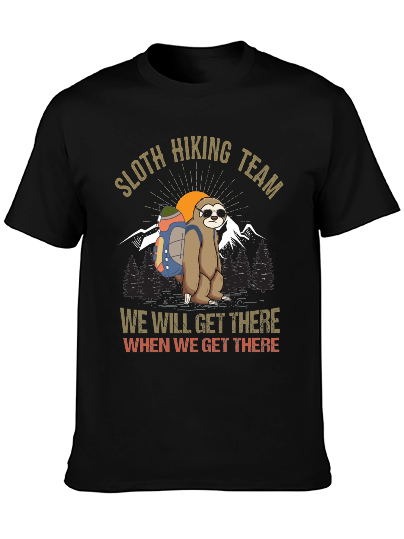 Sloth Hiking Team Graphic T-Shirt