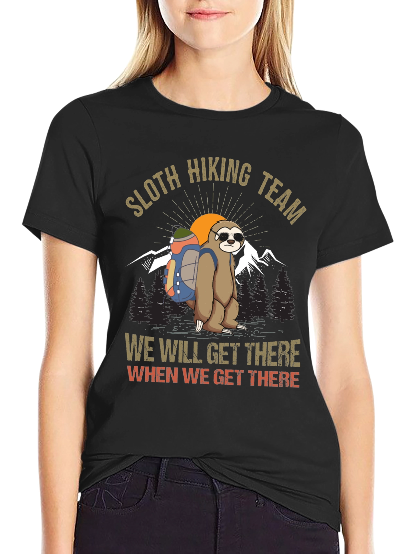 Sloth Hiking Team Graphic T-Shirt