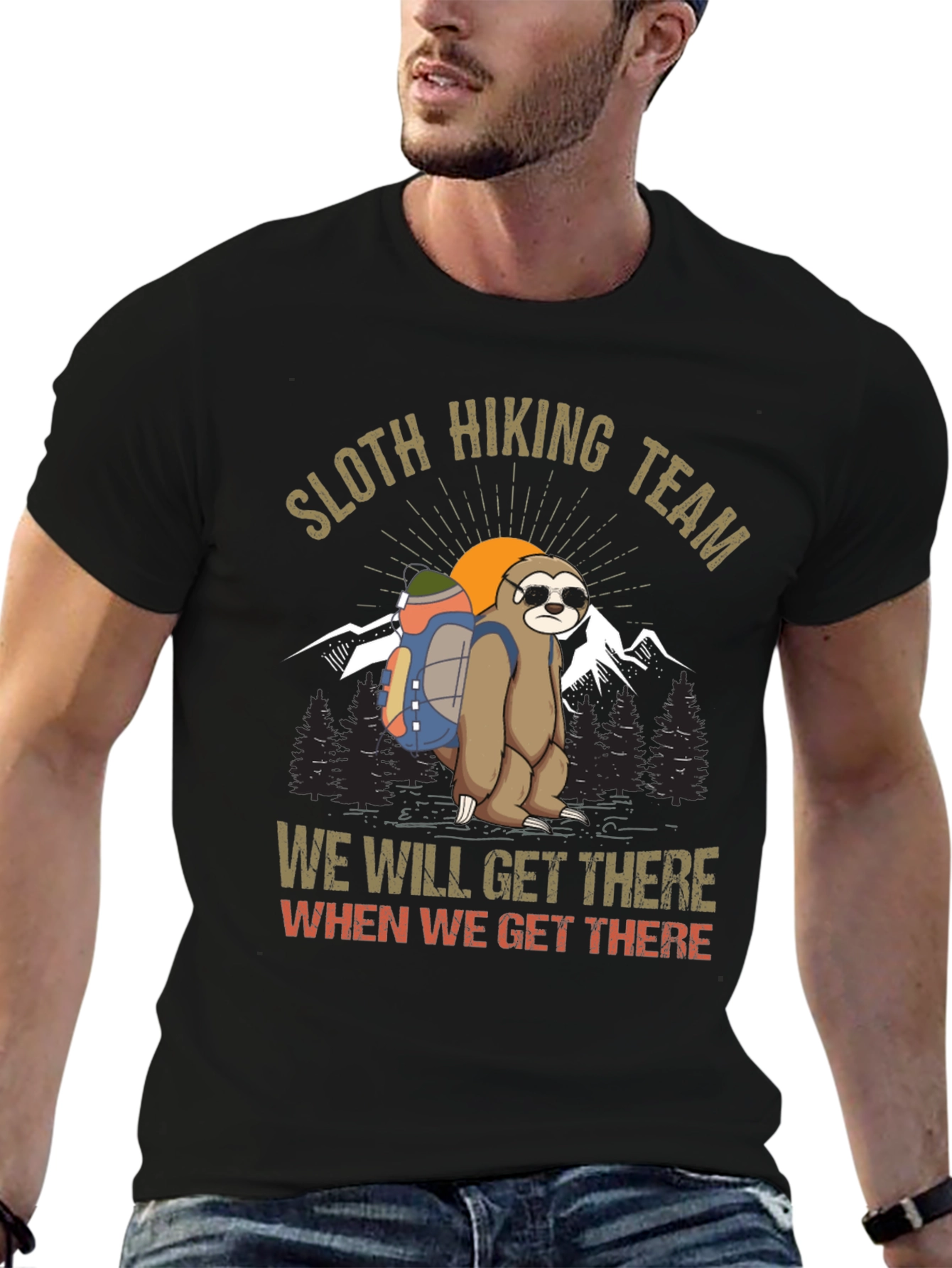 Sloth Hiking Team Graphic T-Shirt