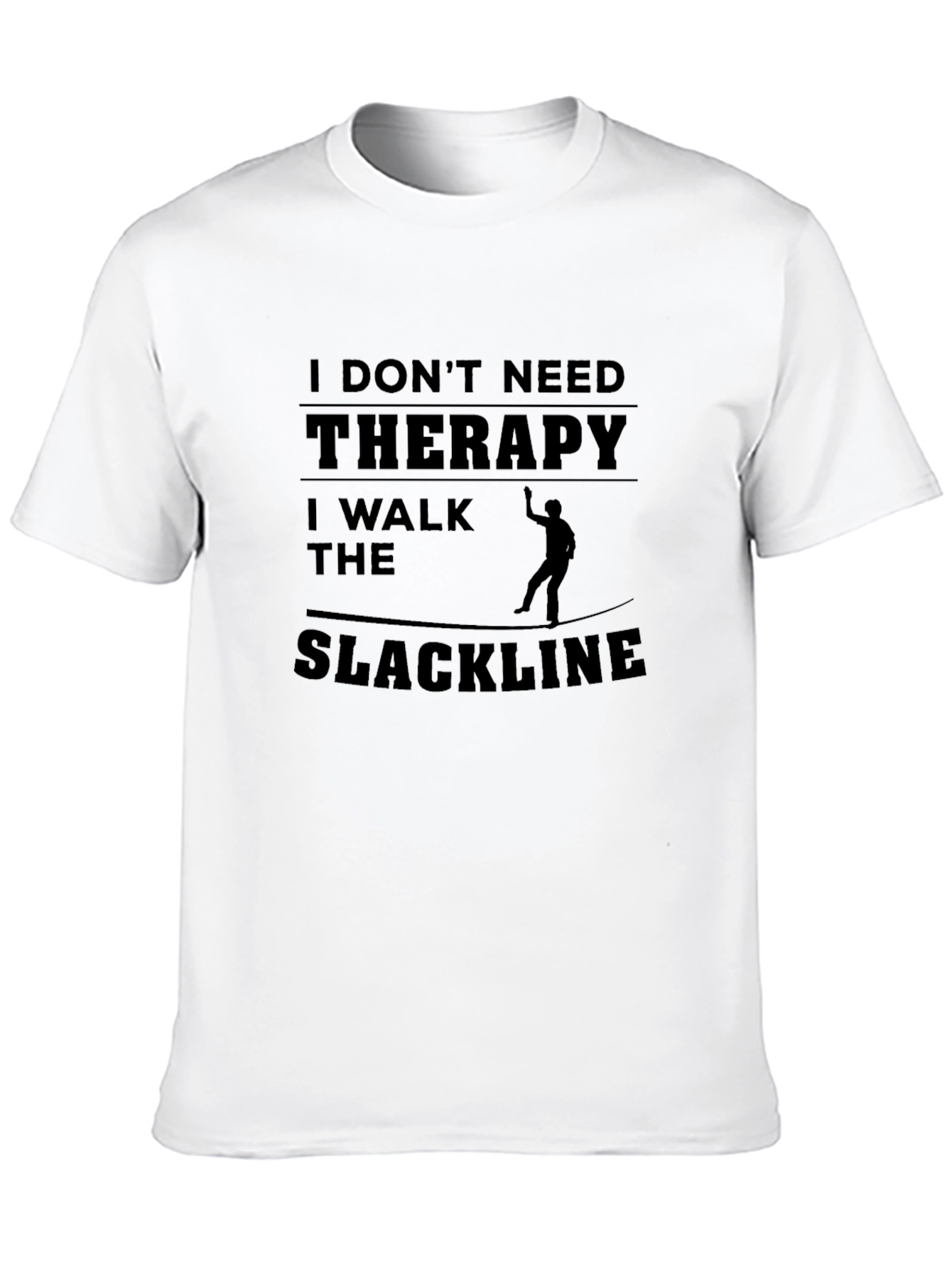 Slackline Therapy T-Shirt - Funny Black Graphic Tee