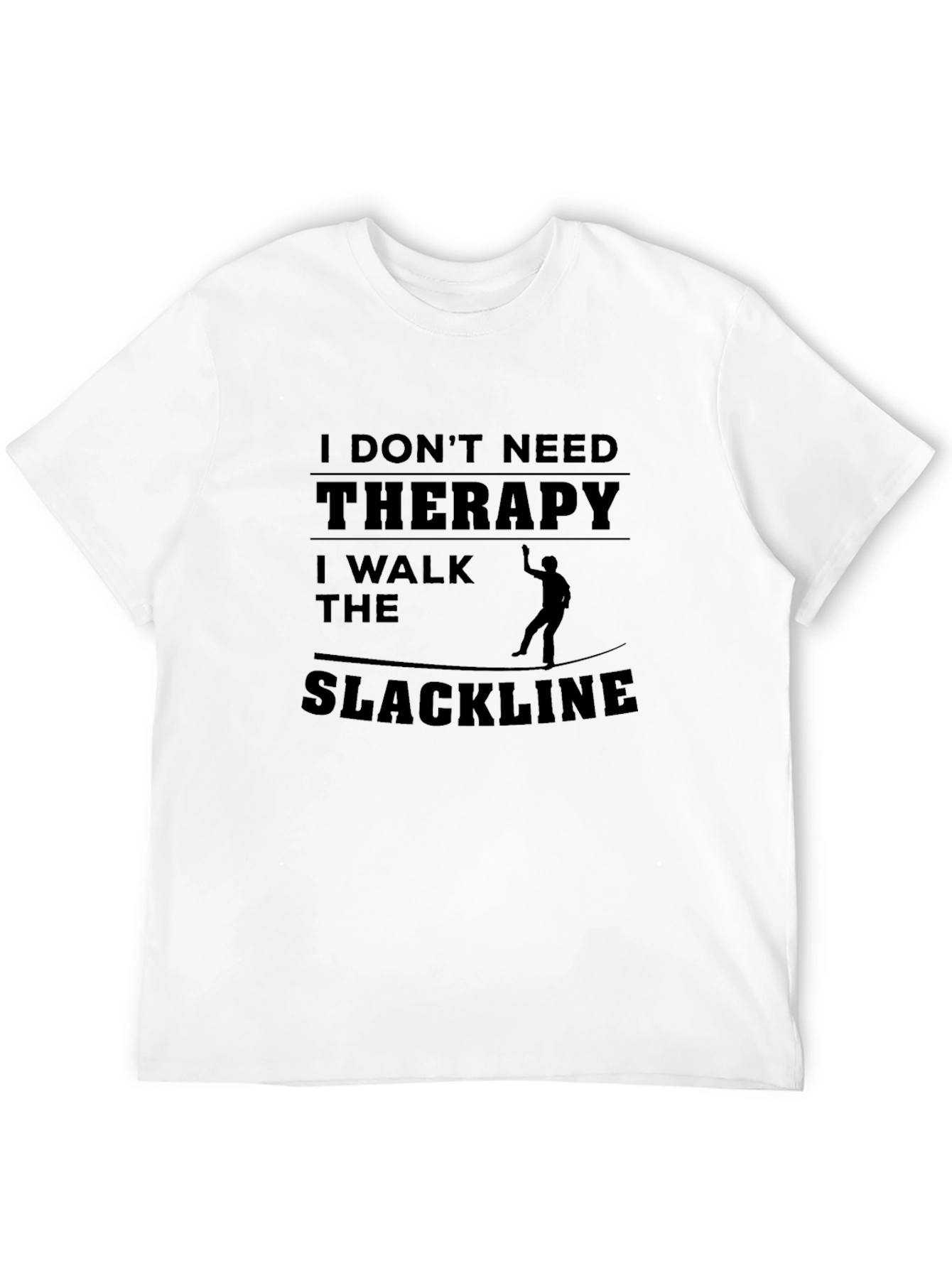 Slackline Therapy T-Shirt - Funny Black Graphic Tee