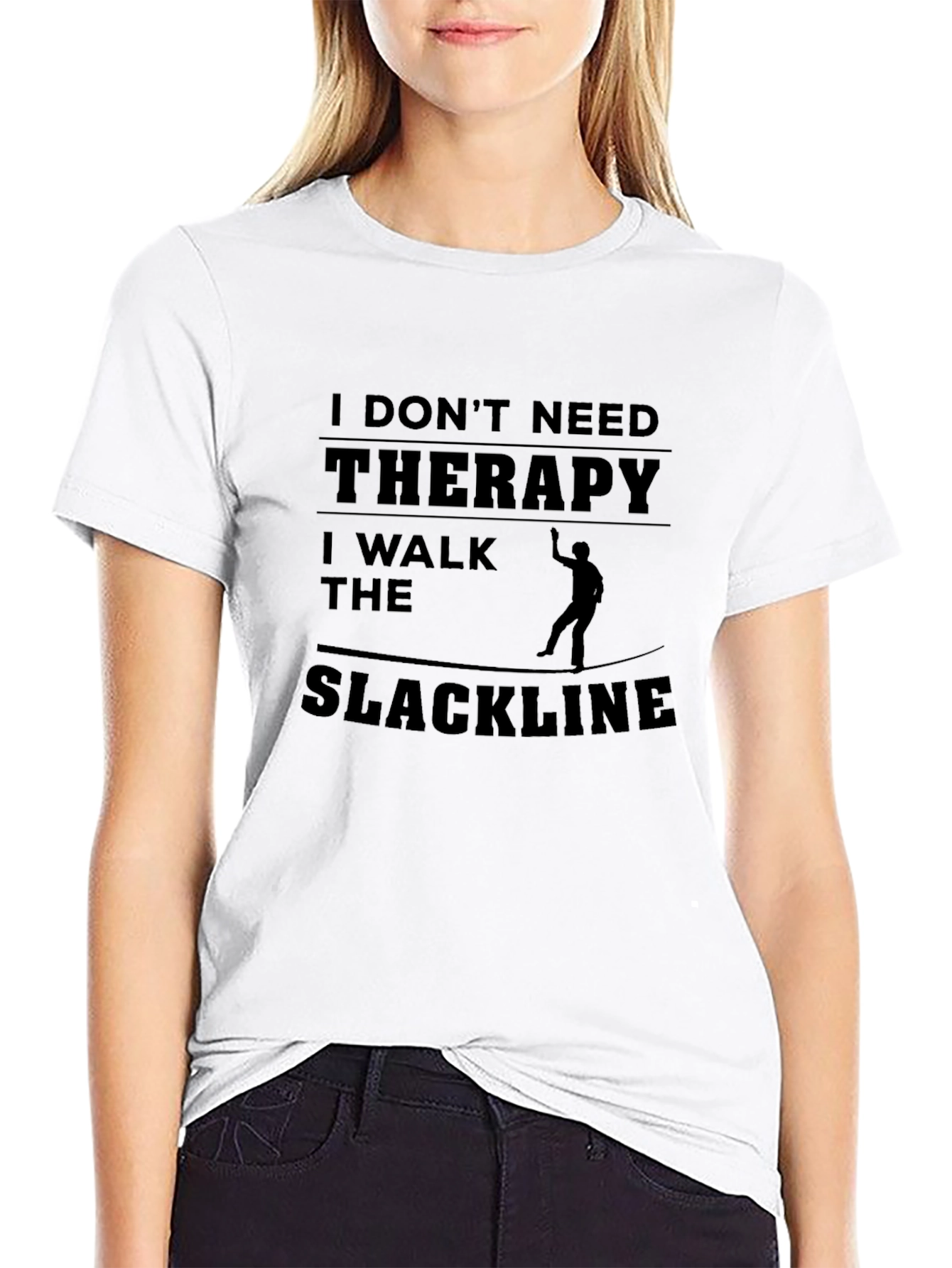 Slackline Therapy T-Shirt - Funny Black Graphic Tee