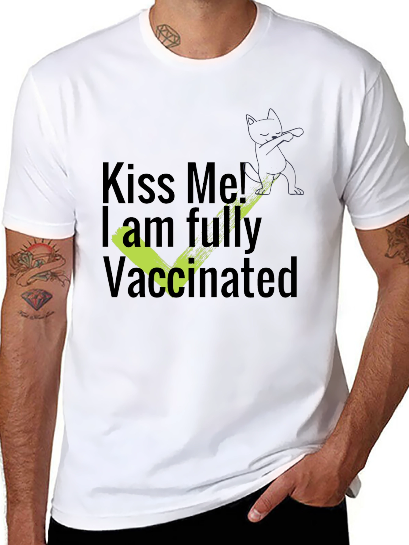 Kiss Me Im Fully Vaccinated Black T-Shirt