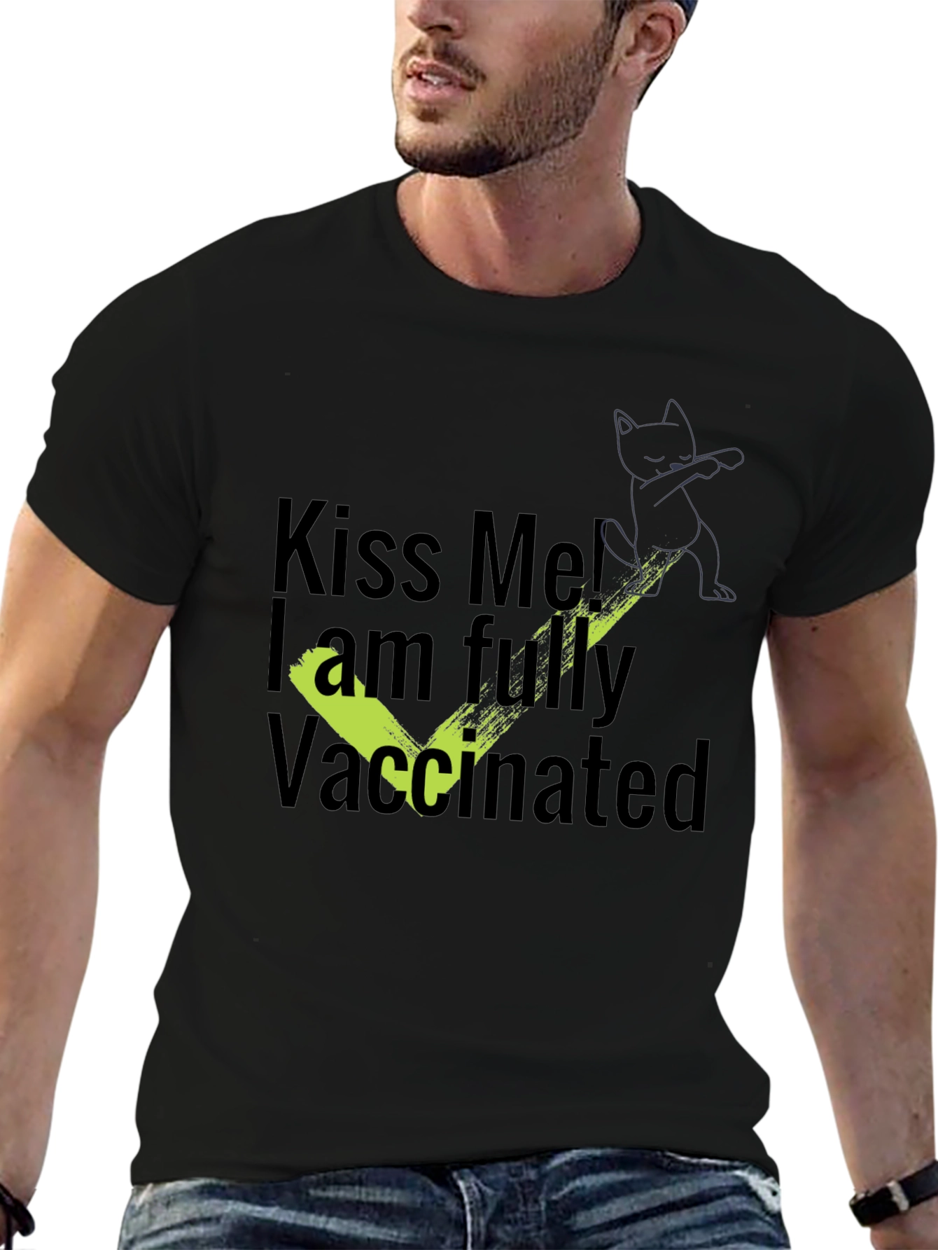 Kiss Me Im Fully Vaccinated Black T-Shirt