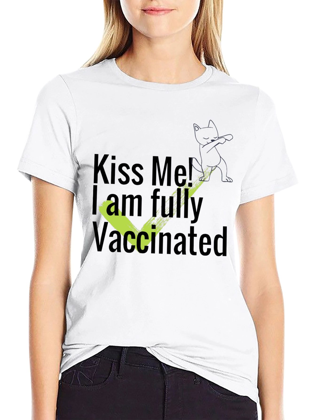 Kiss Me Im Fully Vaccinated Black T-Shirt