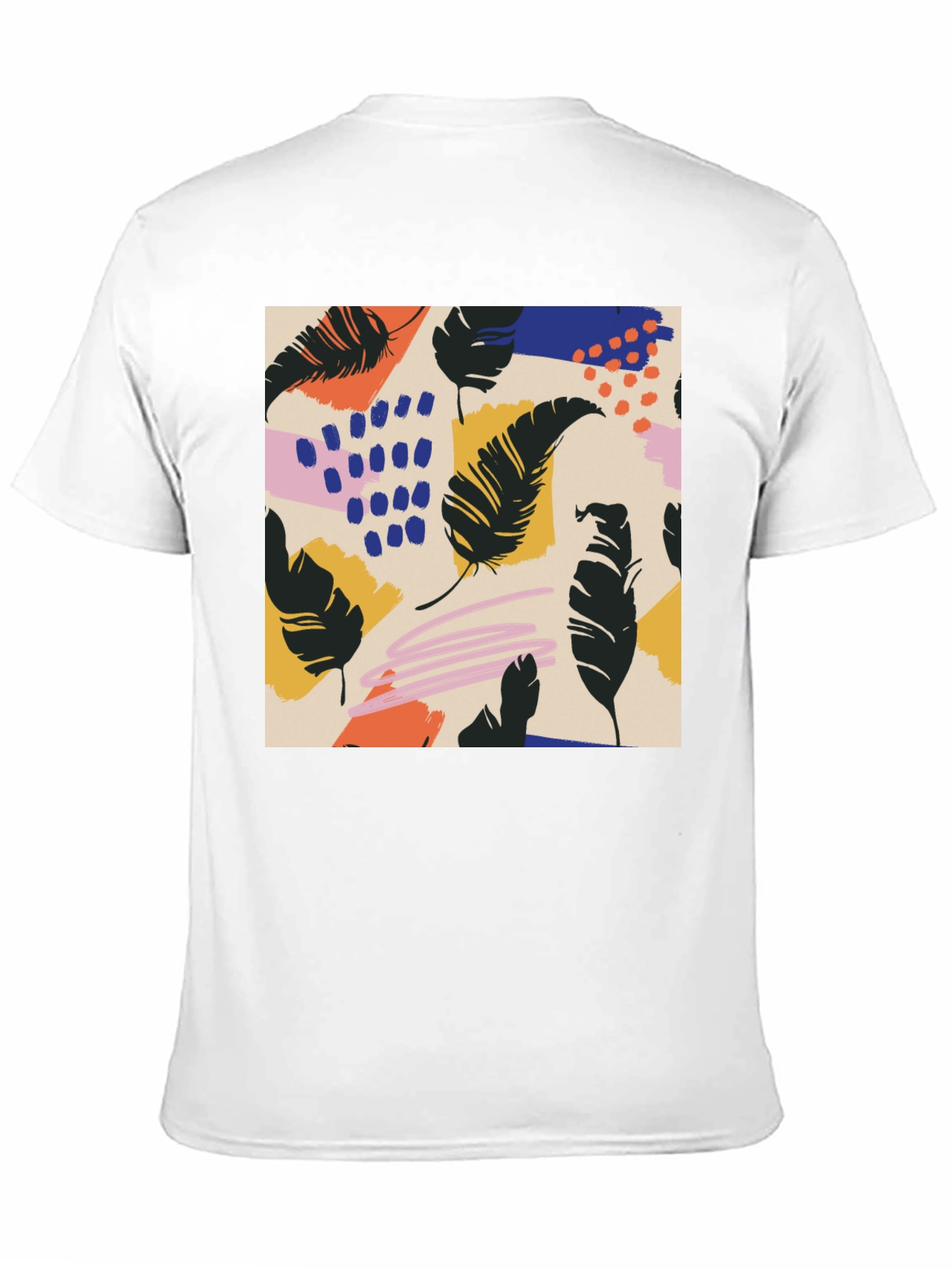Modern Feather Graphic Black T-Shirt
