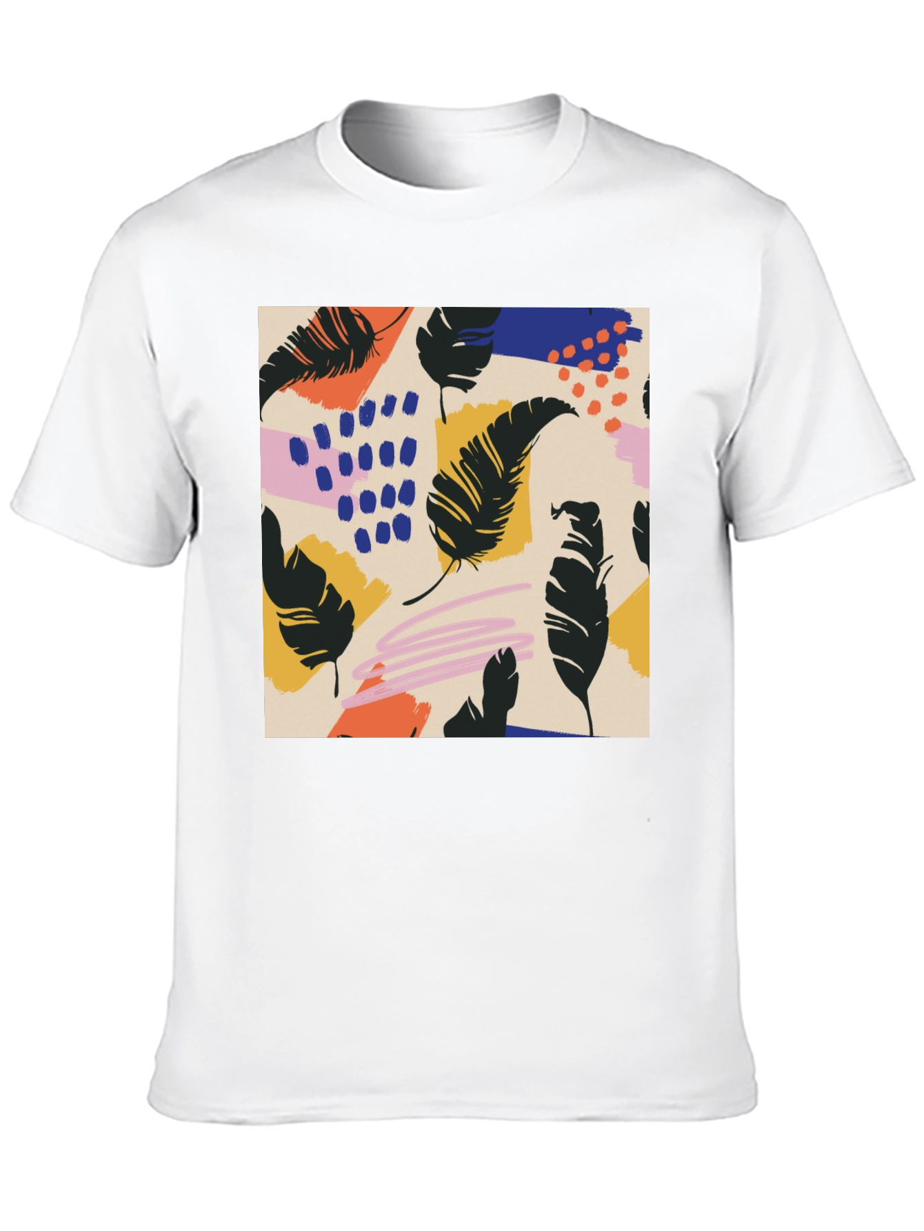 Modern Feather Graphic Black T-Shirt