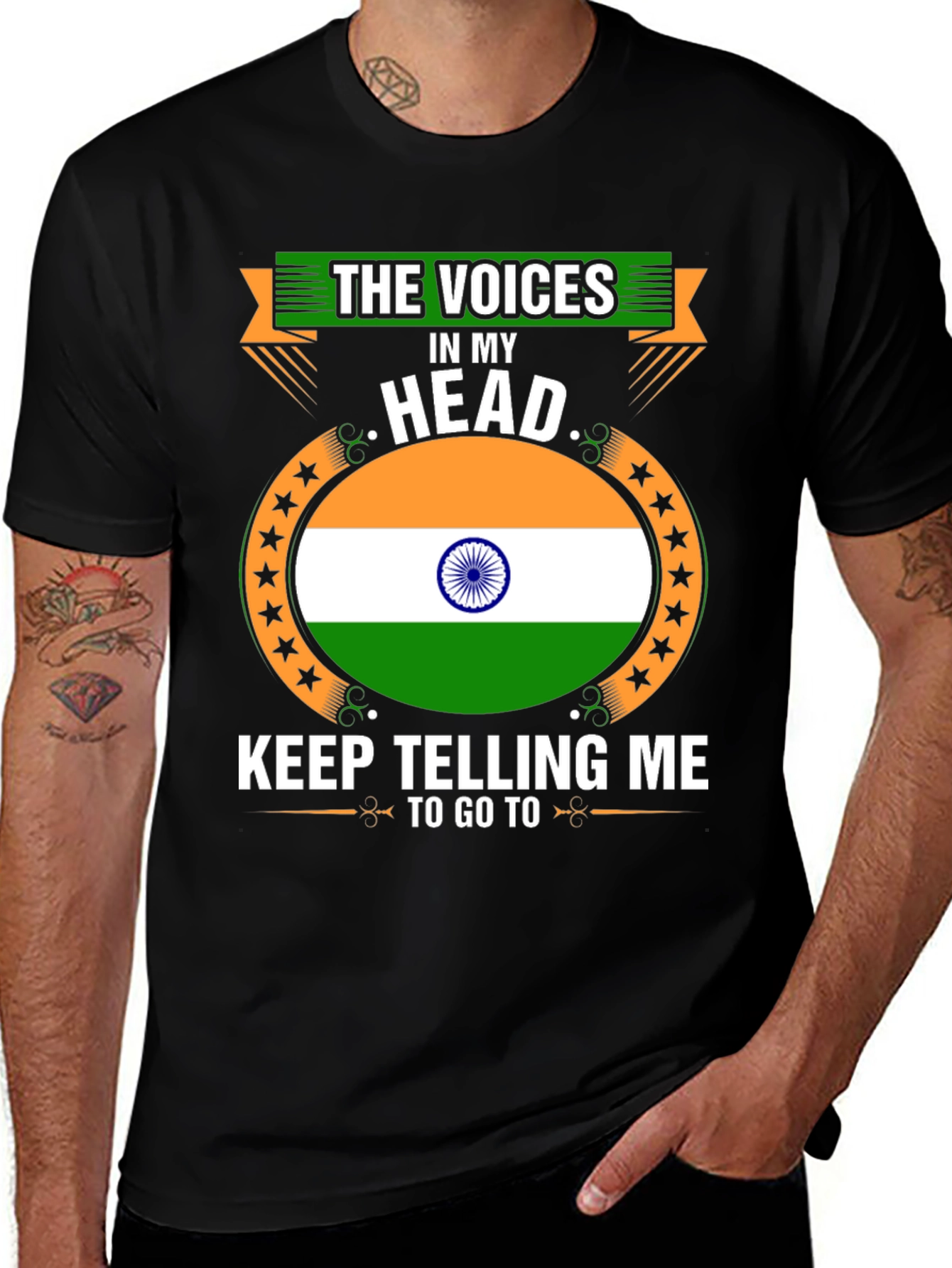 India Flag Tee: The Voices in My Head T-Shirt