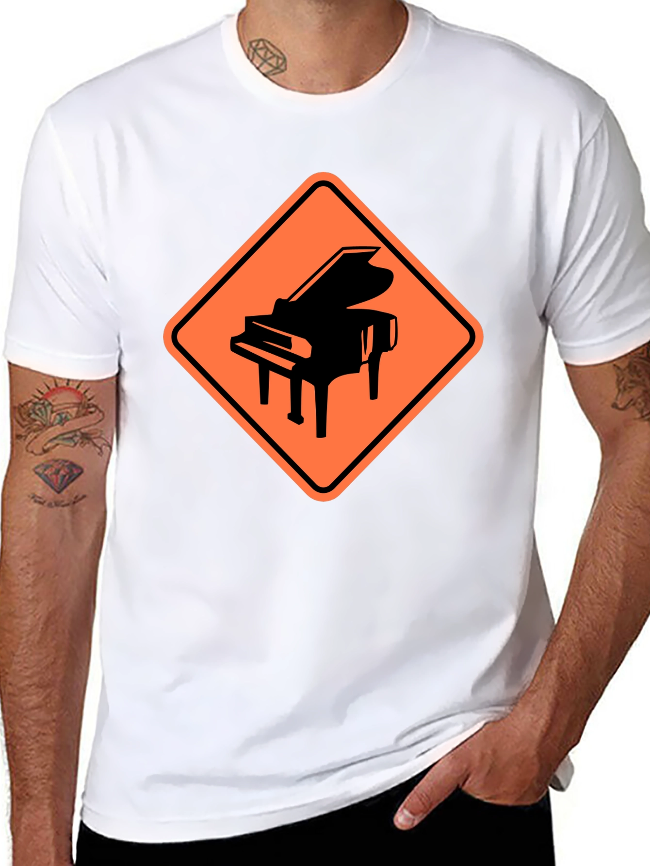 Piano Crossing Graphic Tee - Musicians Humor
