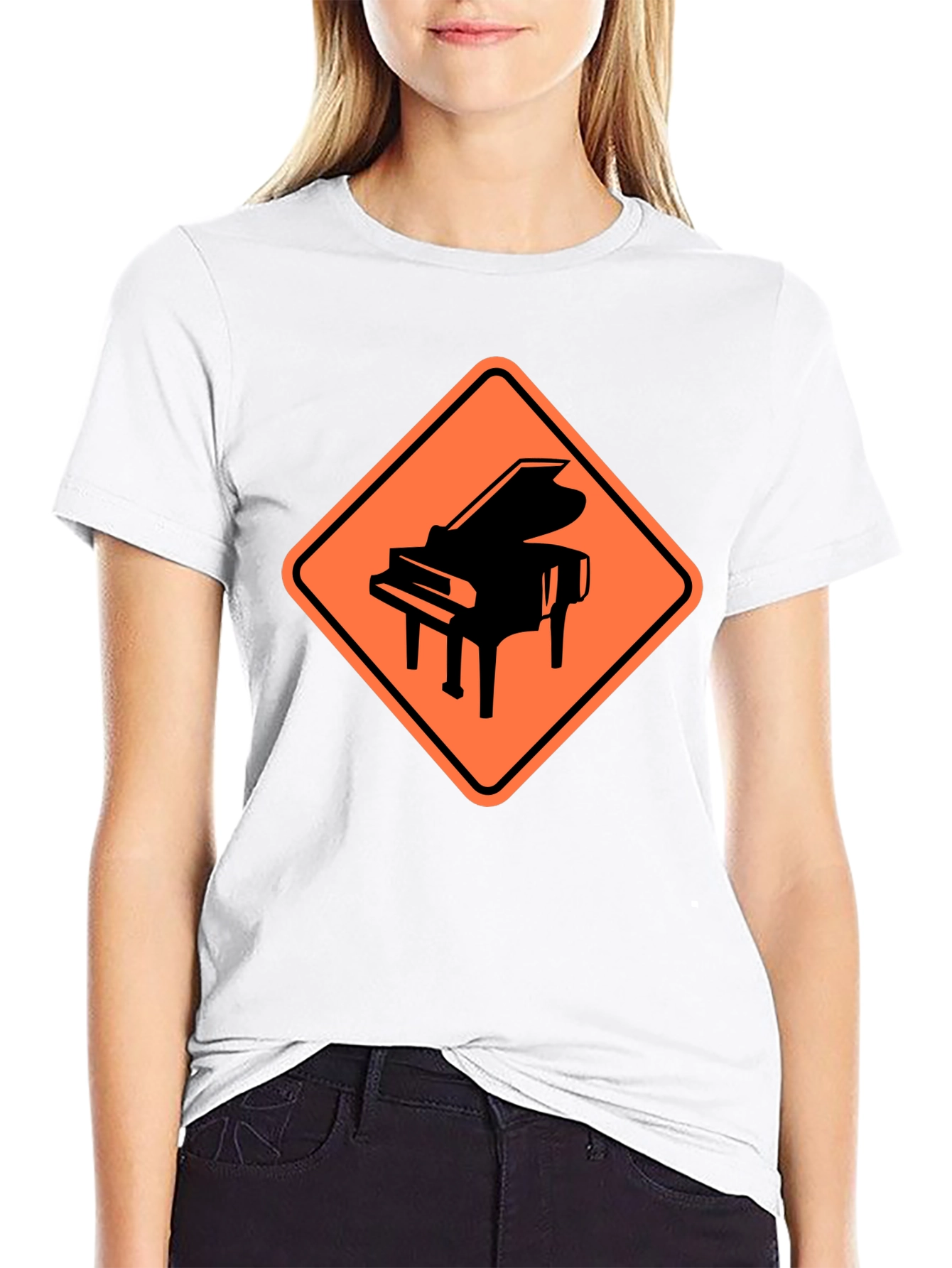Piano Crossing Graphic Tee - Musicians Humor