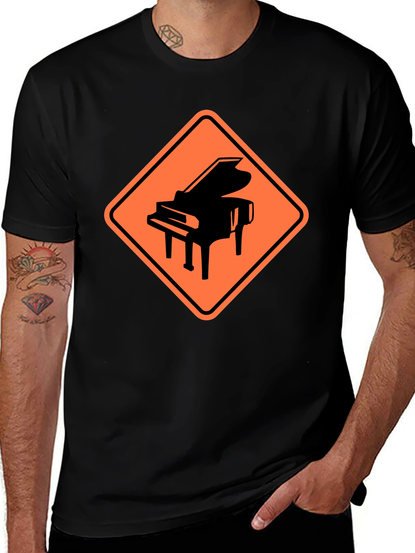 Piano Crossing Graphic Tee - Musicians Humor