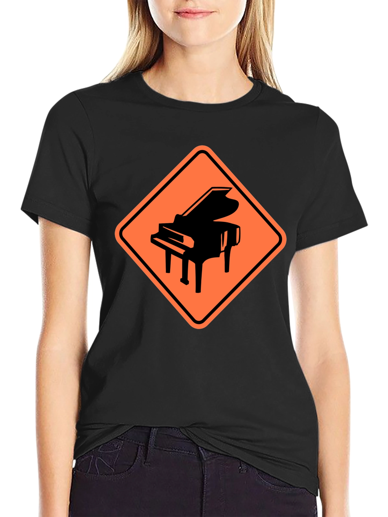 Piano Crossing Graphic Tee - Musicians Humor