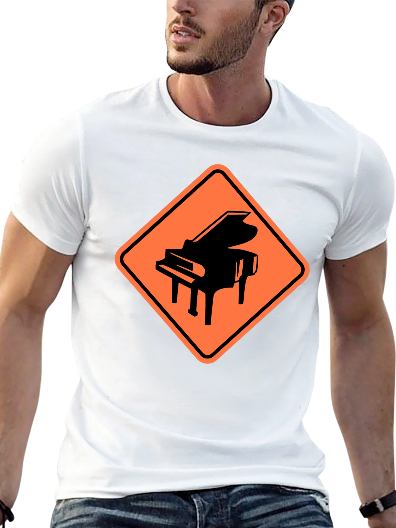 Piano Crossing Graphic Tee - Musicians Humor