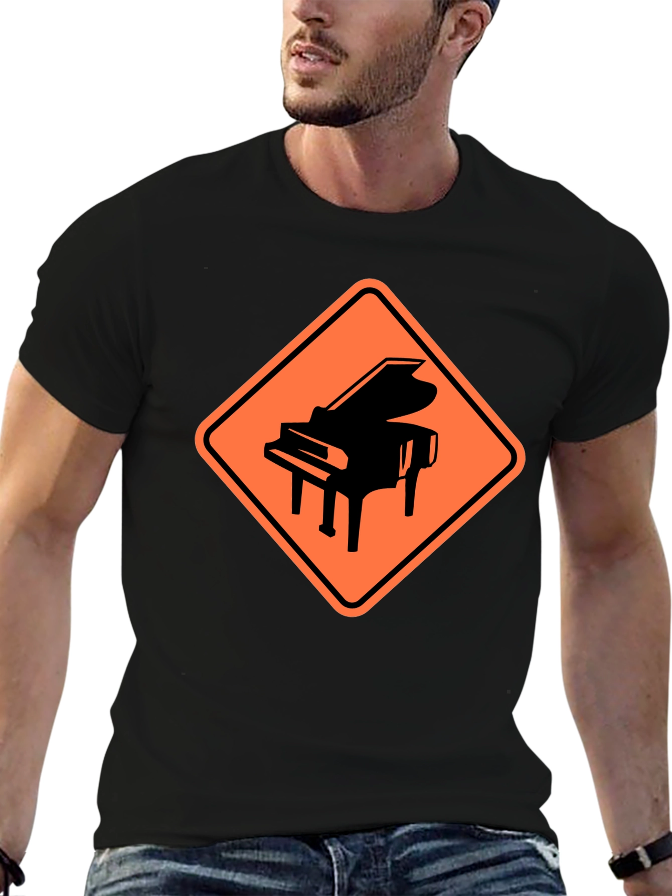 Piano Crossing Graphic Tee - Musicians Humor