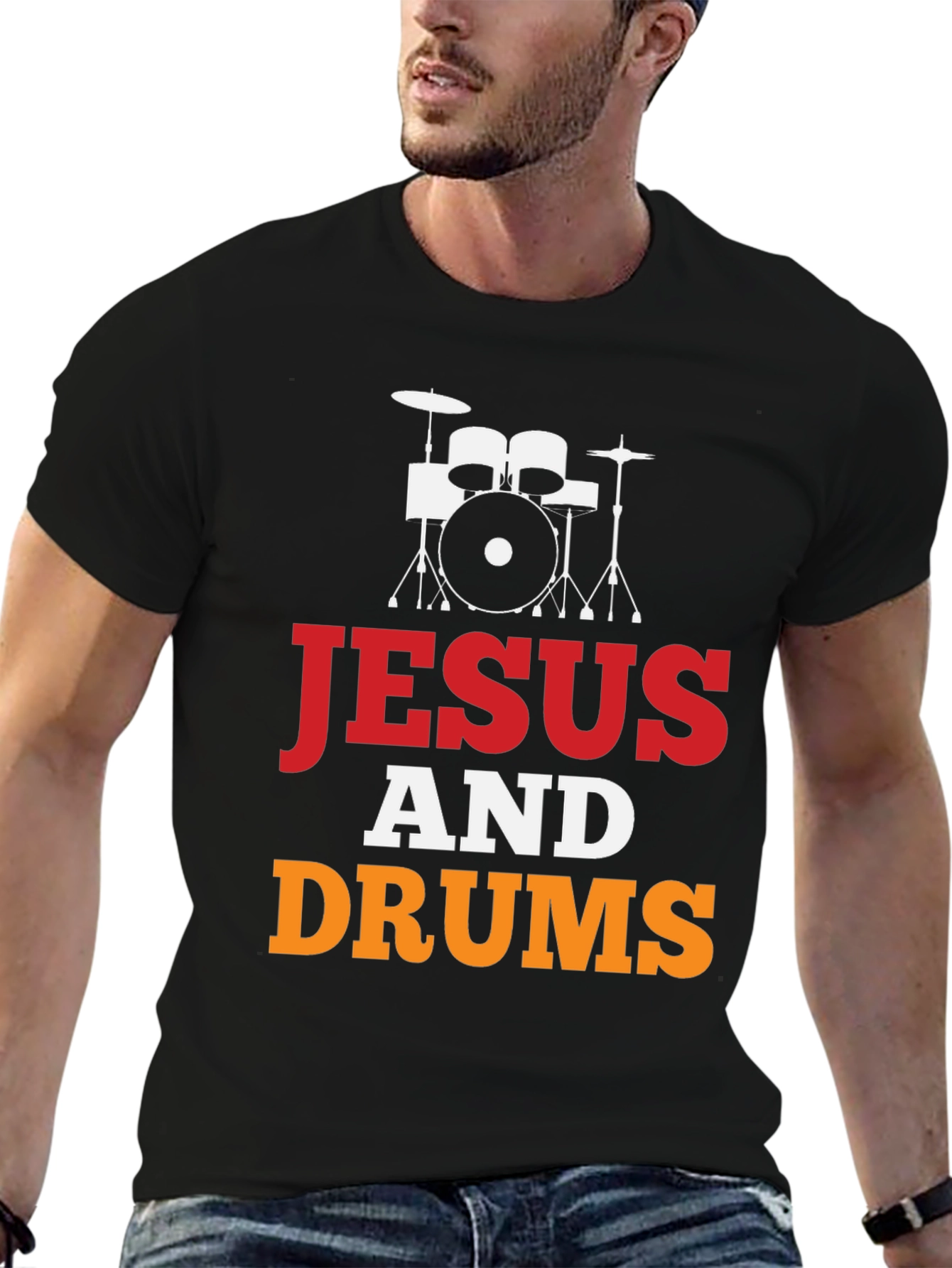 Jesus and Drums Graphic Tee | Christian Drummer T-Shirt