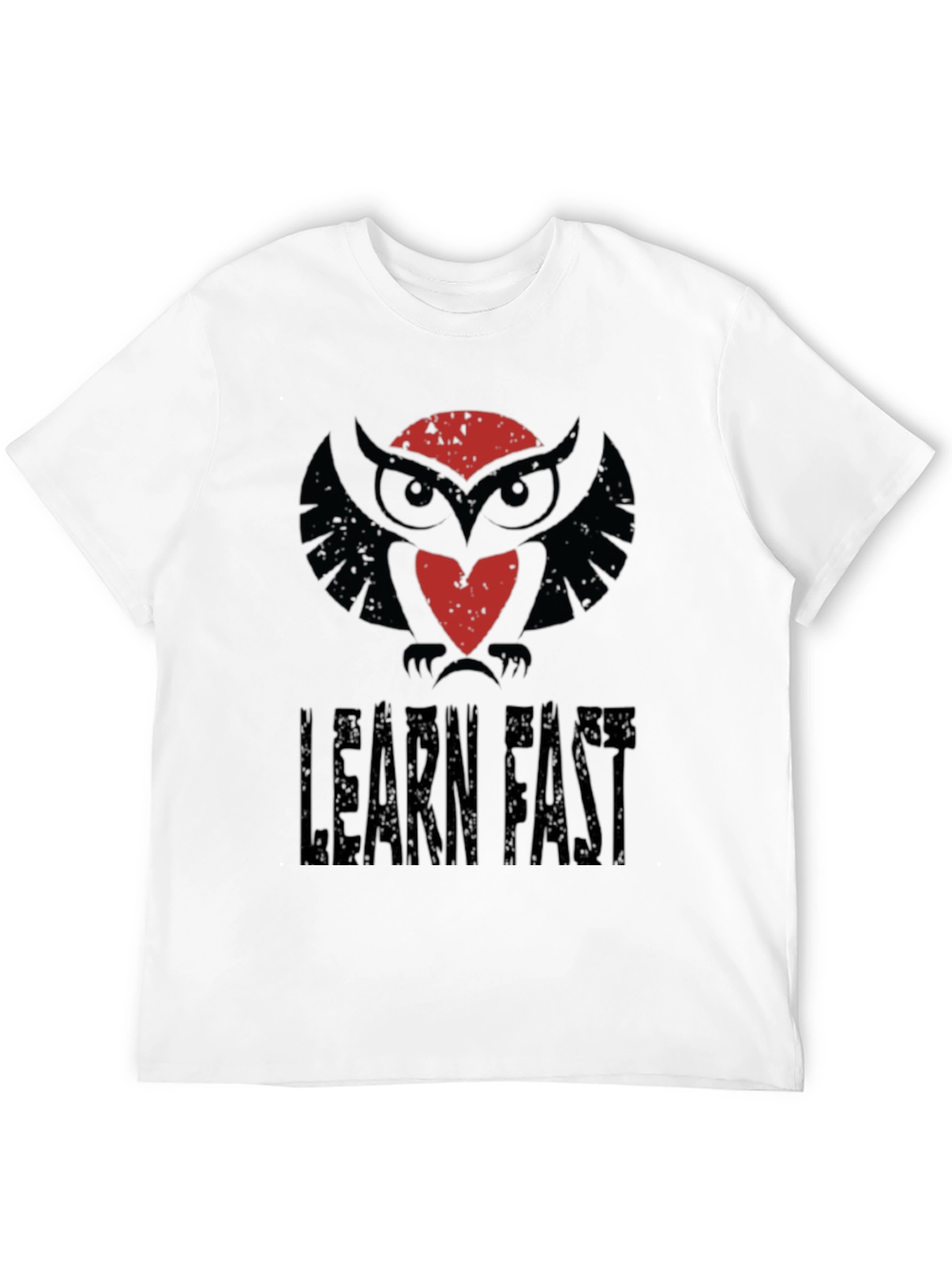 Learn Fast Owl Graphic Tee - Black Cotton T-Shirt